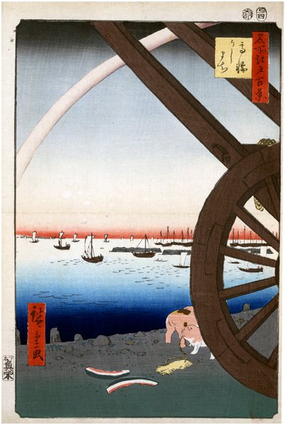 Ushimachi, Takanawa Sto slavných pohledů na Edo, 1856-1858. od Utagawa Hiroshige