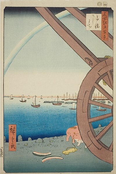 Ušimači v Takanawě (Takanawa Ushimachi), č. 81 ze série "Sto slavných pohledů na Edo (Meisho Edo hyakkei)". od Utagawa Hiroshige