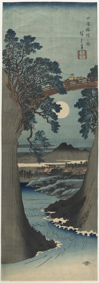 Pohled na Opičí most v provincii Ko_shu_, 1841-1842 od Utagawa Hiroshige