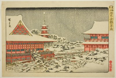 Konec roku v chrámu Kinryuzan v Asakusa (Asakusa Kinryuzan toshi no ichi), ze série "Slavná místa ve východním hlavním městě (Toto meisho)" od Utagawa Hiroshige