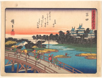 Jošida, ze série Padesát tři stanic cesty Tókaidó od Utagawa Hiroshige