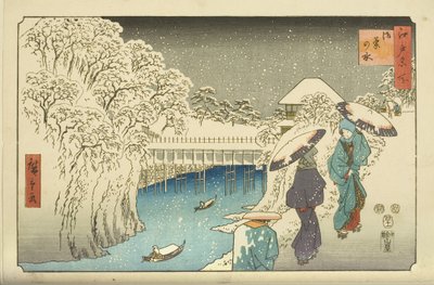 Ochanomizu (barevný dřevotisk) od Utagawa II Hiroshige
