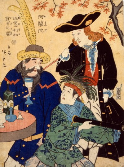 Nizozemsko, USA, Velká Británie, 1860 od Utagawa II Hiroshige