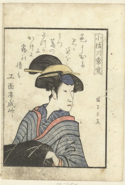 Milostná báseň pro Osagawu Tsuneyo Osagawa Tsuneyo Pohled do zákulisí herců (název seriálu) Yakusha gakuya tsu (název série) od Utagawa Kunimasa