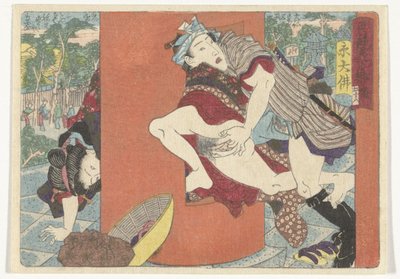 Setkání v chrámu Erotická cesta do hlavního města (název série) od Utagawa Kunisada (I) (attributed to)