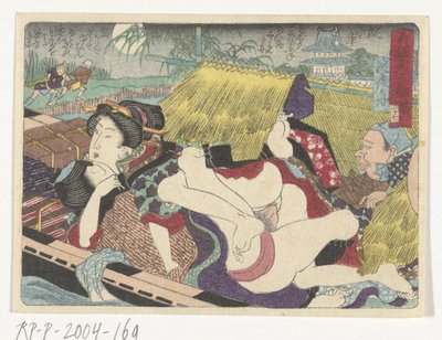 Trajekt v zastávce Yodo Erotická cesta do hlavního města (název série) od Utagawa Kunisada (I) (attributed to)
