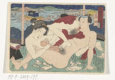 Zastávka Shimada Shimada (název na objektu) Erotická cesta do hlavního města (název série) od Utagawa Kunisada (I)