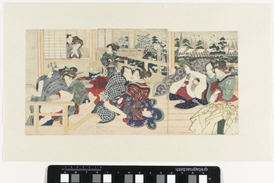 Milující páry na terase v zimě od Utagawa Kunisada (I)