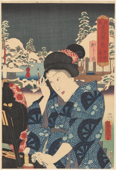 Přetrvávající sníh na Utsusemi (název na objektu) Genji se shoduje s osmi pohledy (název série na objektu) od Utagawa Kunisada (I)