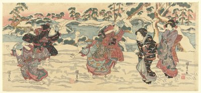 házení sněhových koulí od Utagawa Kunisada (I)