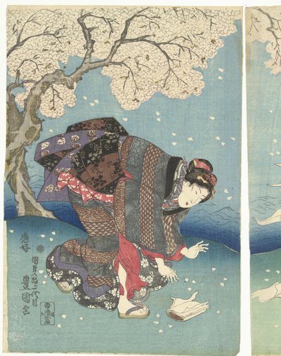 Bouřlivý den na řece Sumida Osm pohledů na Edo (název série) od Utagawa Kunisada (I)