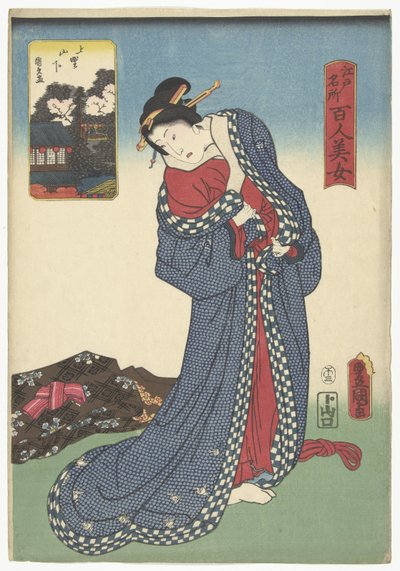 Yamashita v Ueno Ueno Yamashita (titul na objektu) Porovnejte sto krás se slavnými místy v Edu (název série) Edo meisho hyakunin bijo (název série na objektu) od Utagawa Kunisada (I)
