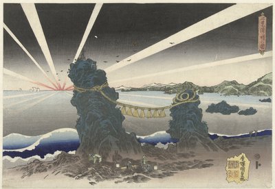 Zonsopgang te Futamigaura Futamigaura akebono no zu (název na objektu) od Utagawa Kunisada (I)