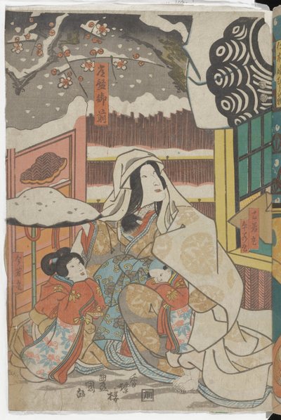 (Scéna z kabuki představení na motivy příběhu o Jošitsunovi) od Utagawa Kunisada