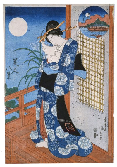 Podzimní měsíc nad Miho od Utagawa Kunisada
