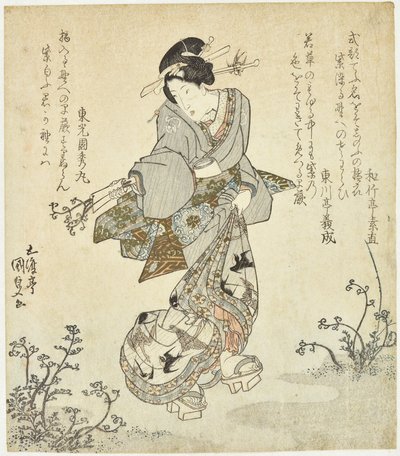 Žena při sklizni kapradin od Utagawa Kunisada