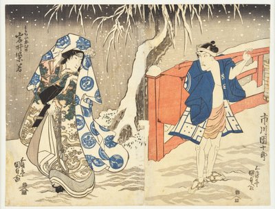 Tajná schůzka ve sněhu od Utagawa Kunisada