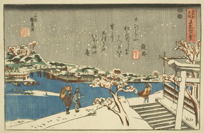 Sníh v Matsuchiyama (Matsuchiyama no yuki) (barevný dřevotisk) od Utagawa Kunisada