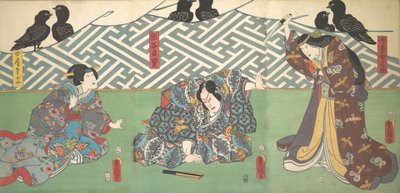 Three Actors on Stage: Kumagai Naozane, 1858., 1858. od Utagawa Kunisada