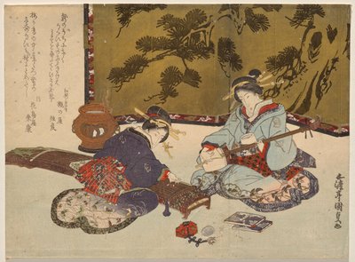 Dvě kurtizány hrající na hudební nástroje od Utagawa Kunisada
