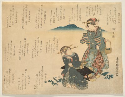 Dvě ženy sbírají sedm tradičních bylin na nový rok od Utagawa Kunisada