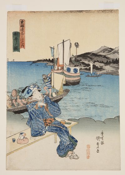 Pohled na Arai (Arai no zu) (barevný dřevořez) od Utagawa Kunisada