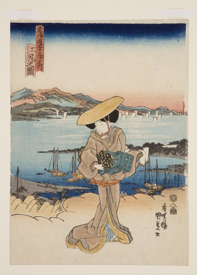 Pohled na Ejiri (Ejiri no zu) (barevný dřevořez) od Utagawa Kunisada