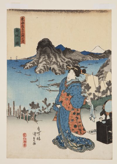 Pohled na Maisaku (Maisaka no zu) (barevný dřevořez) od Utagawa Kunisada