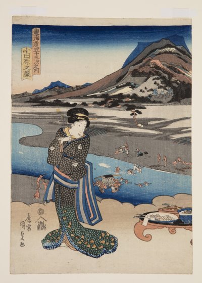 Pohled na Odawara (Odawara no zu) (barevný dřevořez) od Utagawa Kunisada
