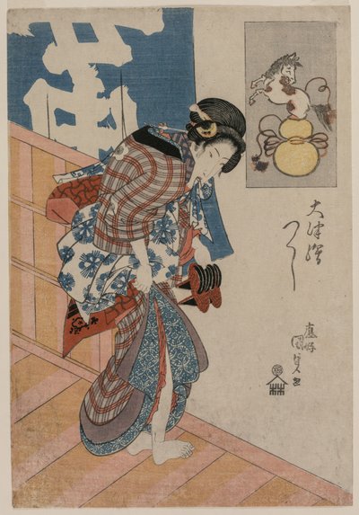 Žena opouštějící lázeňský dům (ze série Obrázky z Otsu) od Utagawa Kunisada