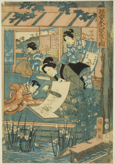 Velká prosperita na hedvábné farmě (Kaikoya Daihanjono Zu) od Utagawa Kunisato
