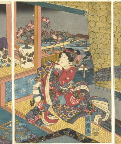 Květiny Sníh, měsíc a květiny (název série) od Utagawa Kuniteru