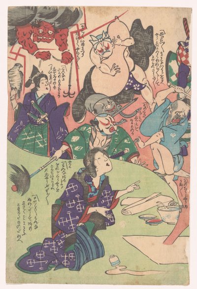Klečící žena Otsu-e (název série) od Utagawa Kuniyoshi (possibly)