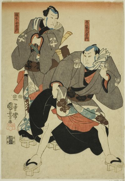 Actors as Hotei Ichiemon and Gokuin Chiemon od Utagawa Kuniyoshi