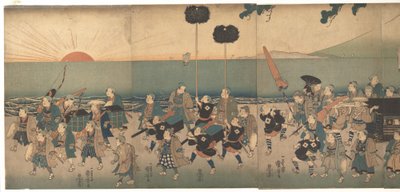 Chlapci hrající si na průvod daimjóa od Utagawa Kuniyoshi