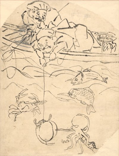 Daikoku a Ebisu, dva ze sedmi bohů štěstí. od Utagawa Kuniyoshi