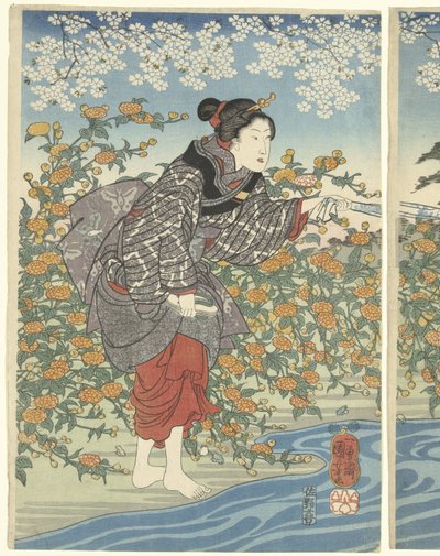 Řeka Ide Tama v provincii Yamashiro od Utagawa Kuniyoshi