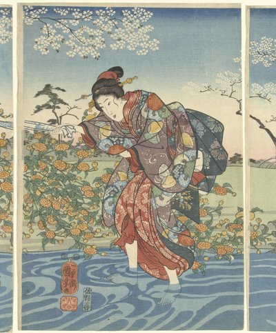 Řeka Ide Tama v provincii Yamashiro od Utagawa Kuniyoshi
