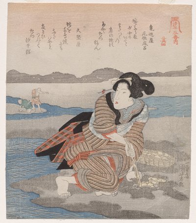 Žena kopání škeble; ze série Five Pictures of Low Tide od Utagawa Kuniyoshi