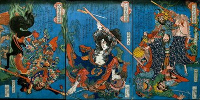 Hakukaja Yōshun a Shinki Gunshi Shubu (vpravo) od Utagawa Kuniyoshi