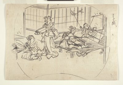 Hataori (tkaní na stavu) c.1840 (inkoust na papíře) od Utagawa Kuniyoshi