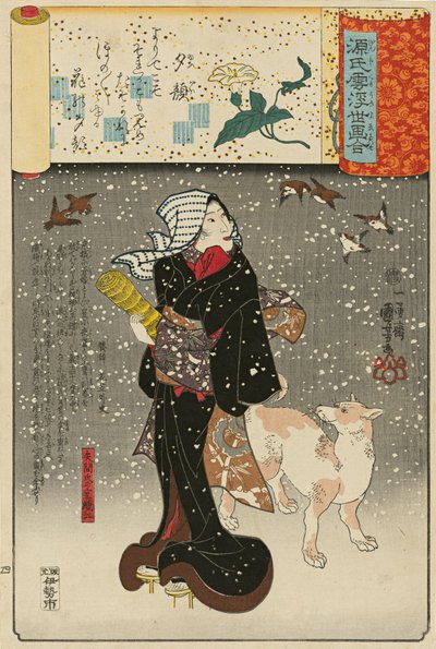 ‚Ady of yeening g fase s‘ Yugao: Yazamova manželka Orie Yazamasi no Shitsu Orie, “..., 1845-46. od Utagawa Kuniyoshi