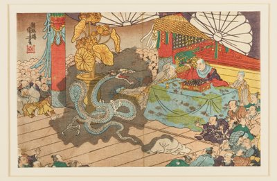 Projev božství sedmi tváří v Minobuzanu, 9. měsíc 1277, 19. století od Utagawa Kuniyoshi