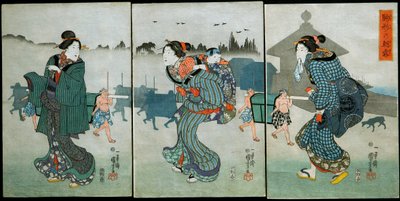 Ranní mlha v Komagatě (Komagata no asagiri): Zábava čtyř ročních období (Shiki yūkan), kolem roku 1846 od Utagawa Kuniyoshi