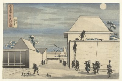 Noční útok v 11. dějství hry Chushingura Chushingura juichidanme youchi no zu (titul na předmětu) od Utagawa Kuniyoshi