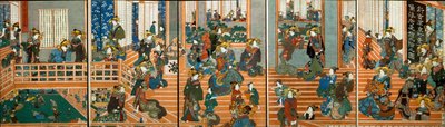 Pohled shora na Nahoře Kado-Ebiya od Utagawa Kuniyoshi
