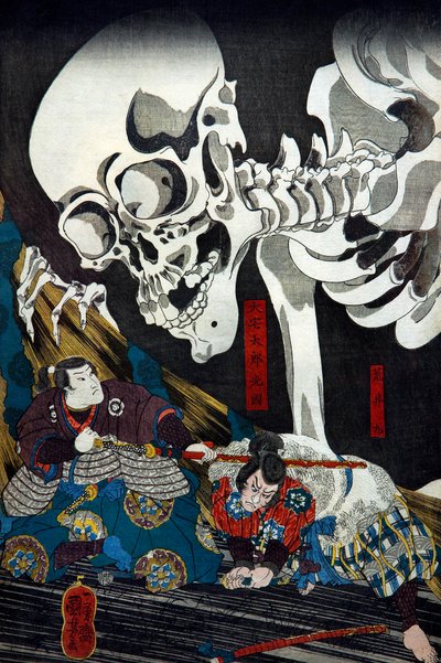 Princezna Takiyasha vyvolává příšerné přízraky kostlivců ve Starém paláci v Sōma, kolem 1845-46 od Utagawa Kuniyoshi