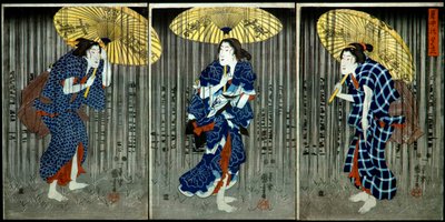 Náhlá přeháňka v letním žáru (Shochū no yūdachi), kolem 1849-1851 od Utagawa Kuniyoshi