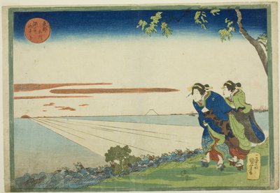 Východ slunce na Nový rok v Susaki (Susaki hatsu hinode no zu), ze série "Slavná místa ve východním hlavním městě (Toto meisho)". od Utagawa Kuniyoshi