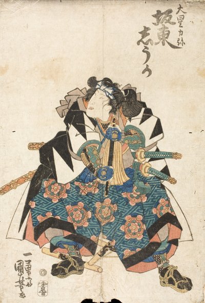 Herec Bandō Shūka jako Ōboshi Rikiya ve hře Kanadehon Chūshingura od Utagawa Kuniyoshi
